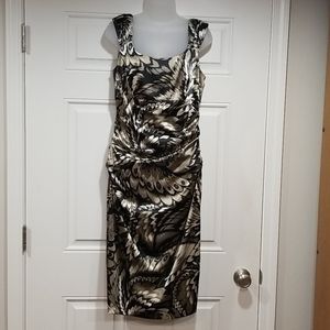 DRESS: Gold Black bodycon stretch dress